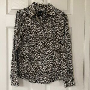 NWOT Talbots Leopard Print Long Sleeve Button-Up Shirt Blouse 4